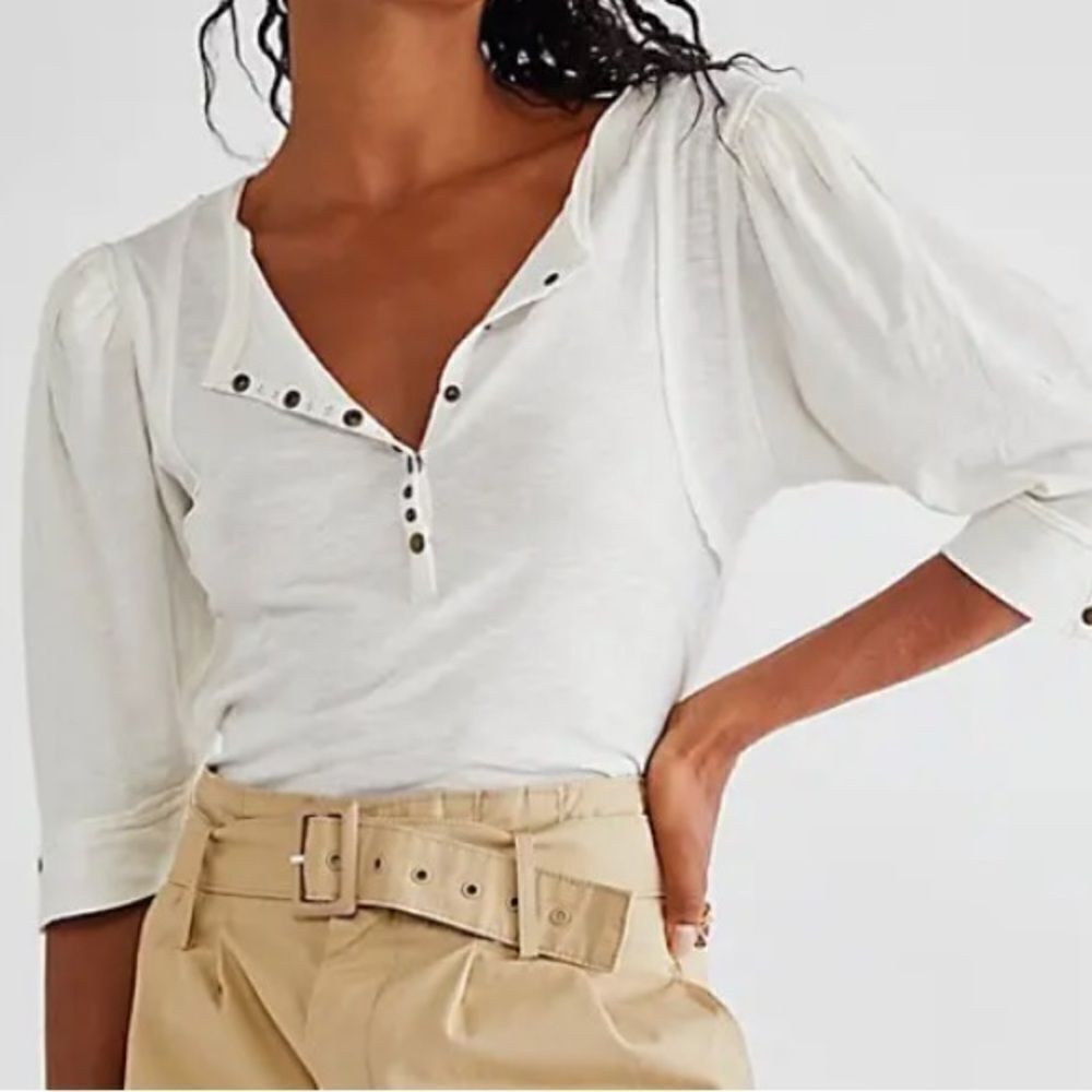 Free People WTF Snow Drop Henley S (Rose)
